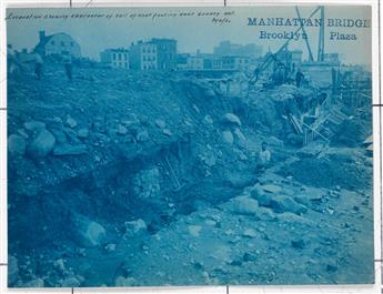 DE SALIGNAC, EUGENE (1861-1943) Group of approximately 60 cyanotypes depicting the construction of the Manhattan Bridge,